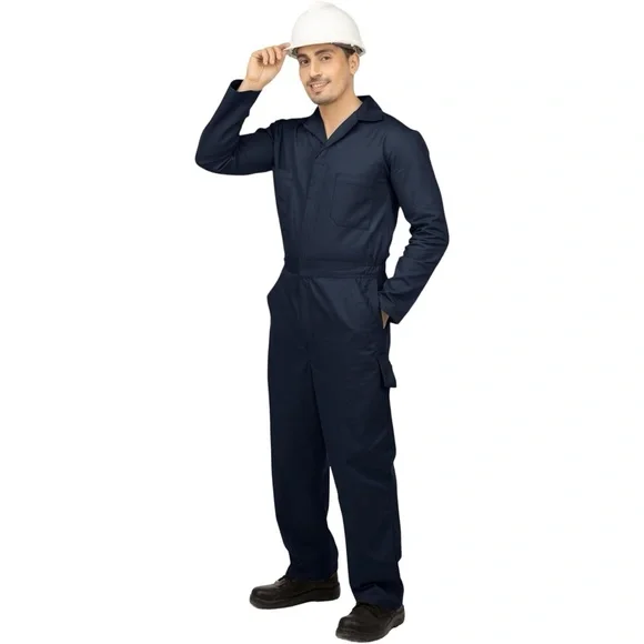 Men’S Twill Long Sleeve Coverall Utility Work Wear Sz L - Picture 3 of 7